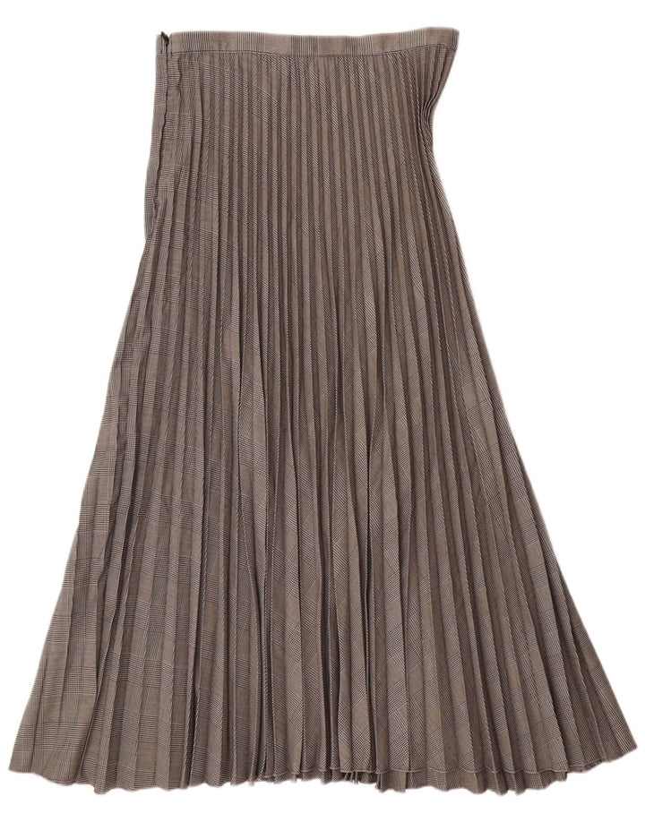 H&M Womens Knife Pleated Skirt EU 38 Medium W28 Grey Houndstooth Polyester