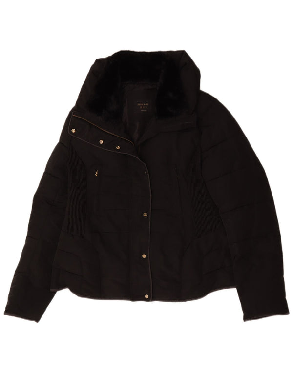 Zara Womens Crop Padded Jacket UK 20 2XL Black Polyester