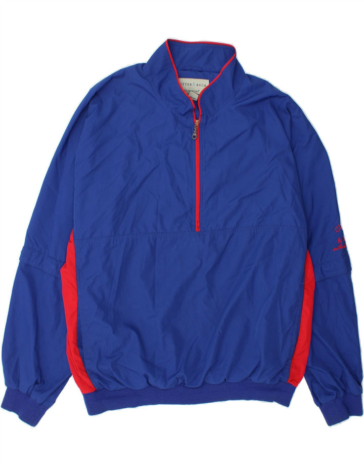 VINTAGE Mens Pullover Tracksuit Top Jacket UK 42 XL Blue Colourblock Vintage Vintage and Second-Hand Vintage from Messina Hembry 