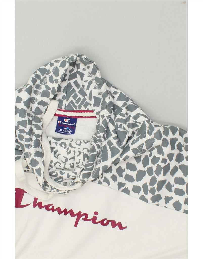 CHAMPION Womens Oversized Graphic Sweatshirt Jumper UK 18 XL White | Vintage Champion | Thrift | Second-Hand Champion | Used Clothing | Messina Hembry 