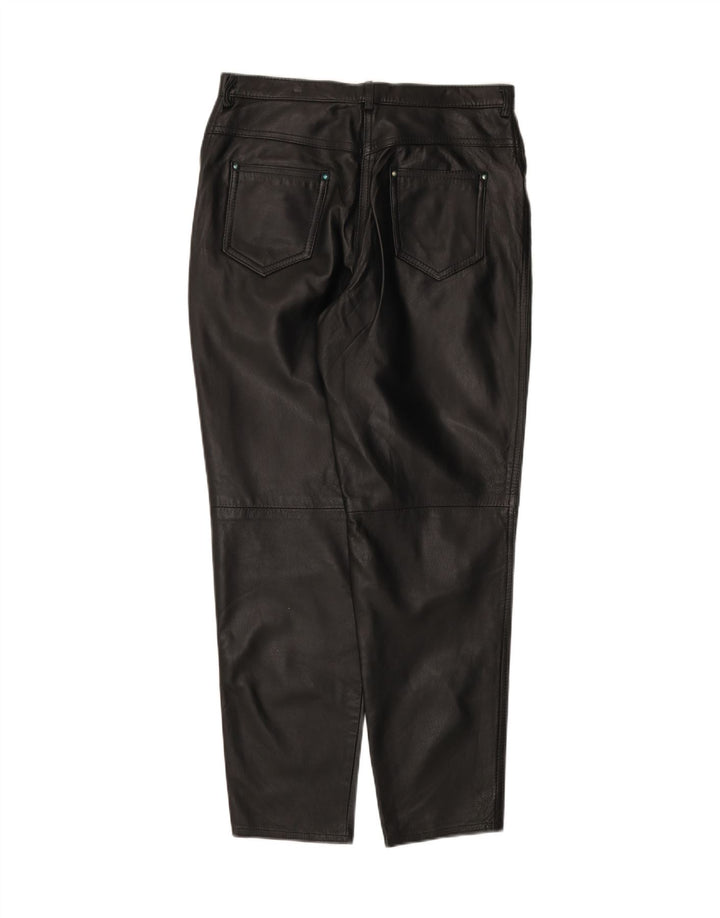 Scirocco Womens Tapered Leather Trousers IT 42 Medium W30 L29 Black Leather