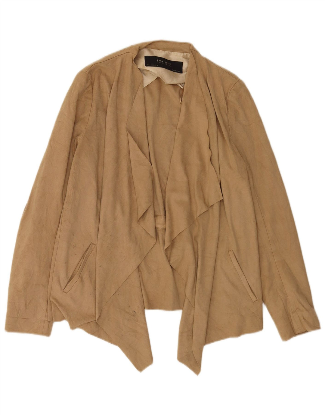 Zara Womens Oversized Asymmetric Cardigan Sweater UK 10 Small Beige