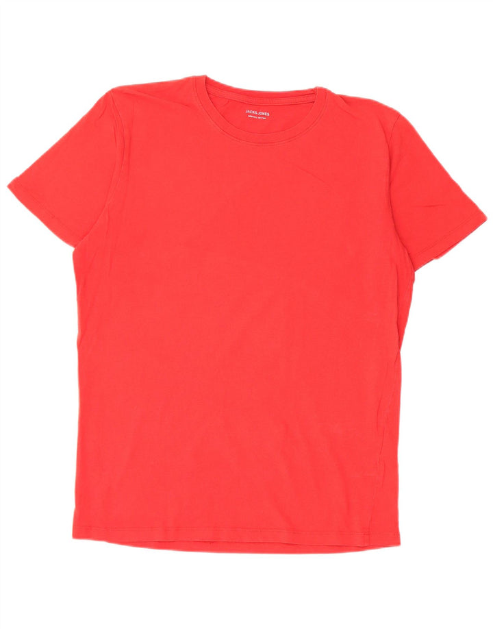Jack & Jones Mens T-Shirt Top Medium Red Cotton