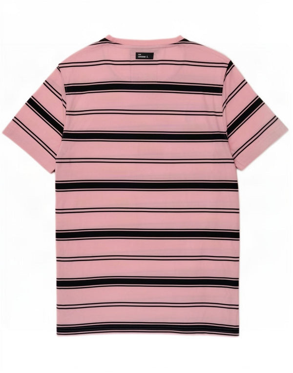 Crew Clothing Mens T-Shirt Top Medium Pink Striped Cotton