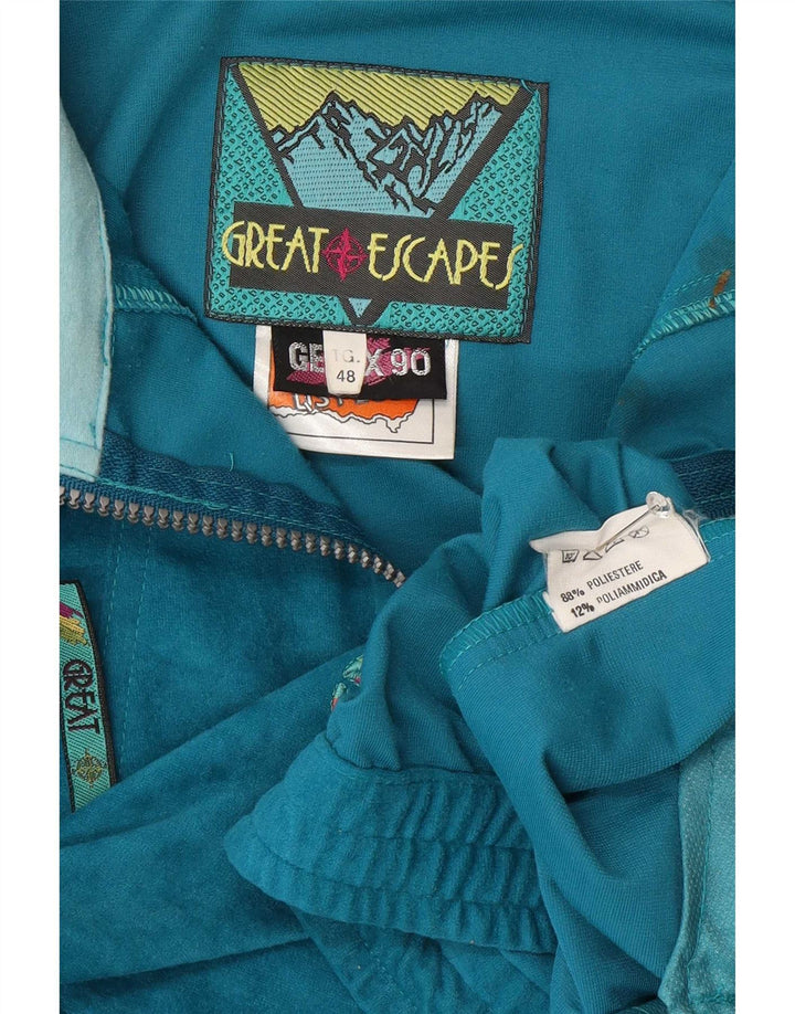 Great Escapes Mens Pullover Tracksuit Top Jacket IT 48 Medium Blue Retro