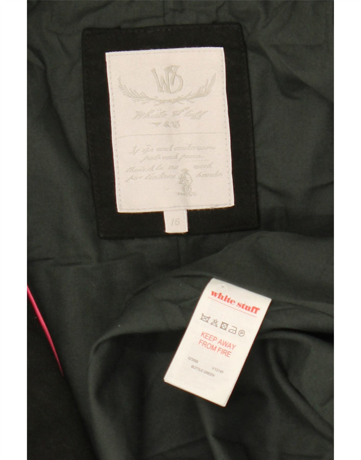 White Stuff Womens Overcoat UK 16 Large Khaki Cotton