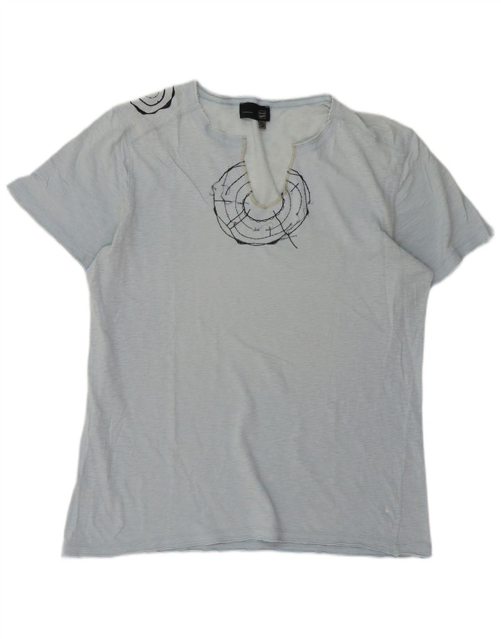 GAS Mens Graphic T-Shirt Top XL Blue Flecked