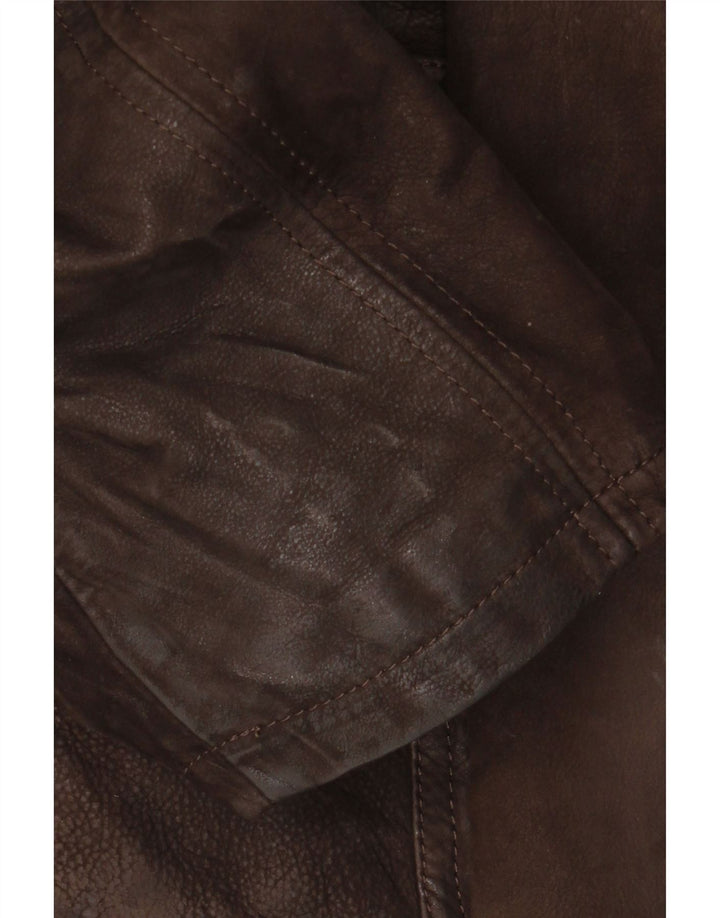Vintage Mens Leather Jacket IT 56 3XL Brown Leather