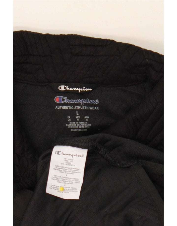 Champion Womens Tracksuit Top Jacket UK 16 Large Black Geometric Polyester