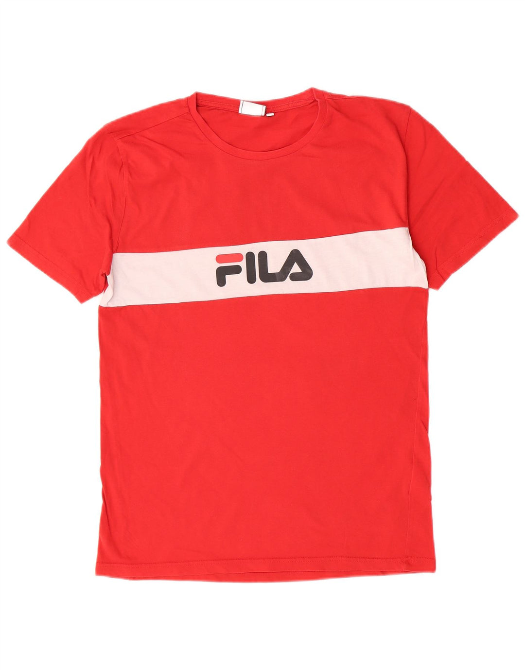Fila Mens Graphic T-Shirt Top Medium Red Colourblock Cotton