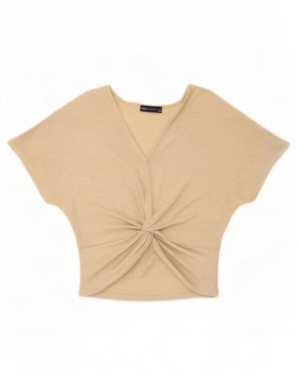 Marks & Spencer Womens Blouse Top UK 8 Small Gold Viscose