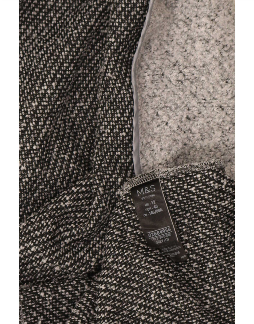 Marks & Spencer Womens Open Overcoat UK 12 Medium Grey Flecked Polyester