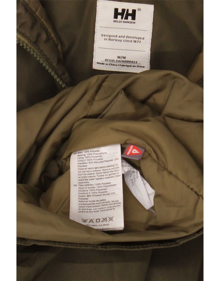 Helly Hansen Womens Hooded Padded Coat UK 14 Medium Khaki Polyester