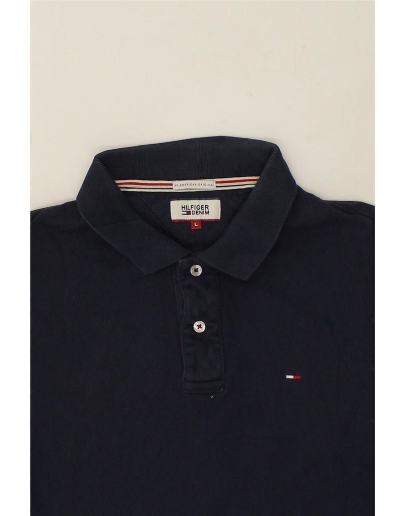 TOMMY HILFIGER Mens Slim Polo Shirt Large Navy Blue Cotton Vintage Tommy Hilfiger and Second-Hand Tommy Hilfiger from Messina Hembry 