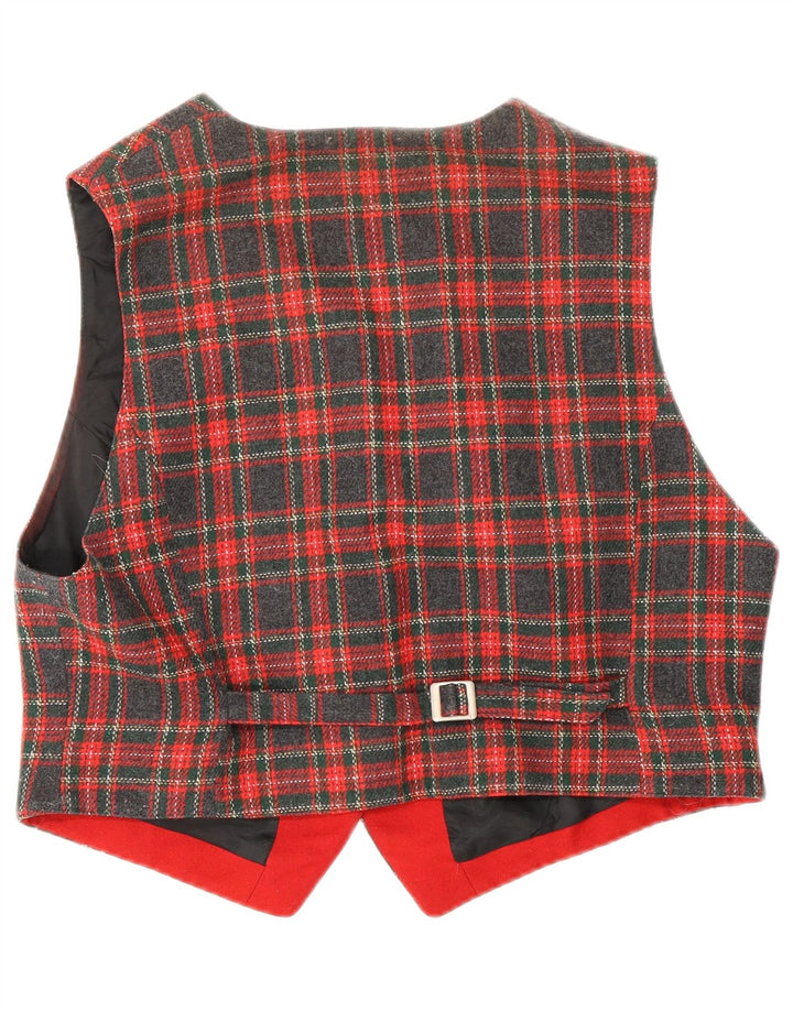 C&A Womens Crop Waistcoat UK 16 Large Red Check Polyester