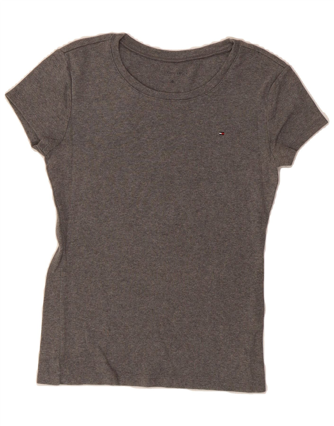 TOMMY HILFIGER Womens T-Shirt Top UK 12 Medium Grey Cotton Vintage Tommy Hilfiger and Second-Hand Tommy Hilfiger from Messina Hembry 