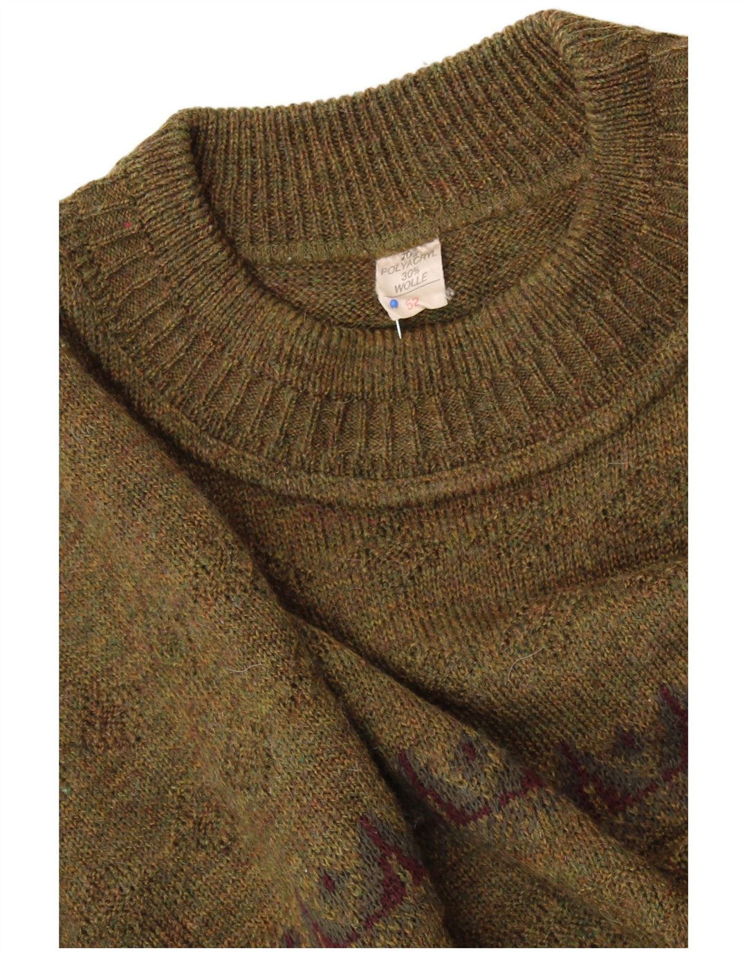 VINTAGE Womens Crew Neck Jumper Sweater IT 52 2XL Green Geometric