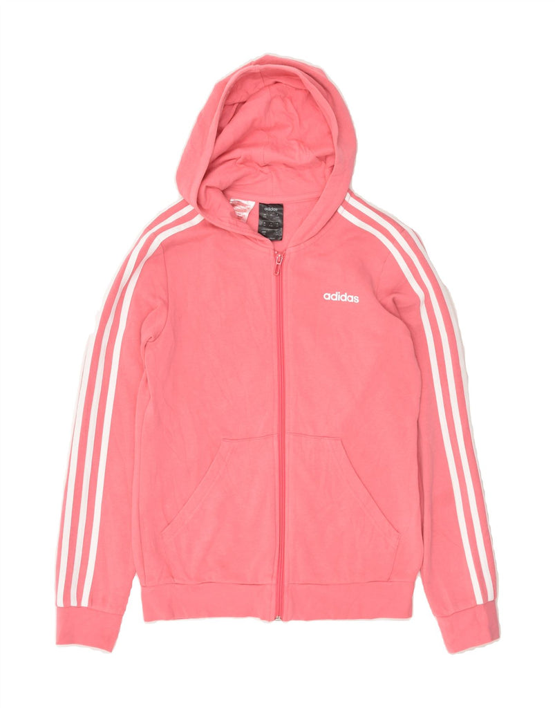 ADIDAS Girls Zip Hoodie Sweater 13-14 Years Pink Cotton | Vintage Adidas | Thrift | Second-Hand Adidas | Used Clothing | Messina Hembry 