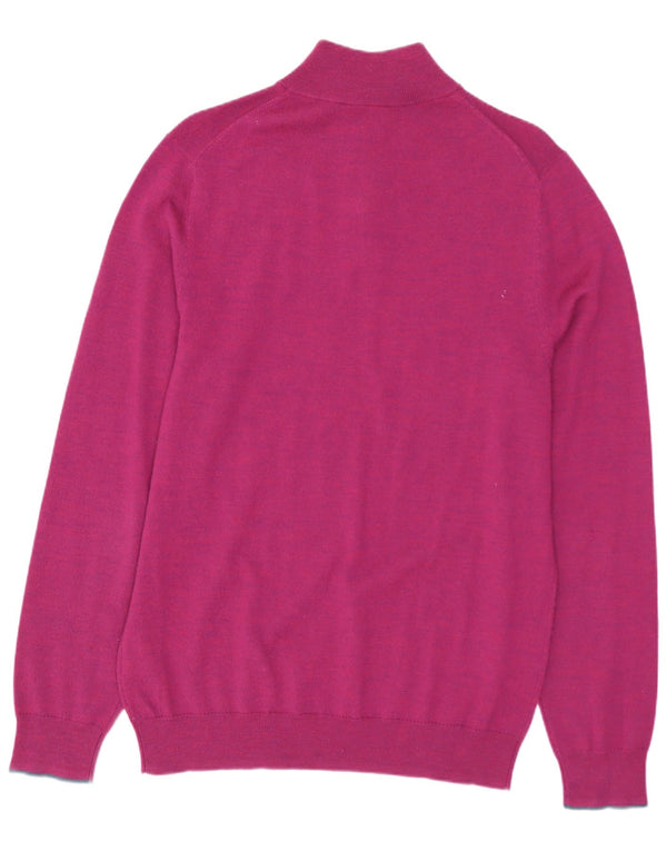 White Stuff Mens Zip Neck Jumper Sweater Medium Pink Wool
