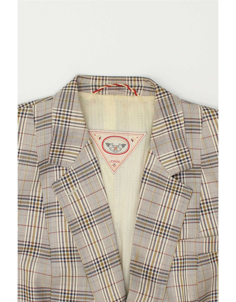 JOBIS Mens Double Breasted Blazer Jacket UK 40 Large Grey Check New Wool Vintage Jobis and Second-Hand Jobis from Messina Hembry 