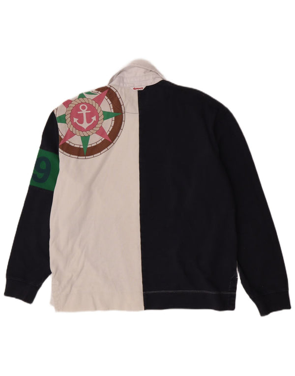 Gant Womens Graphic Rugby Polo Shirt UK 14 Medium Multicoloured Colourblock