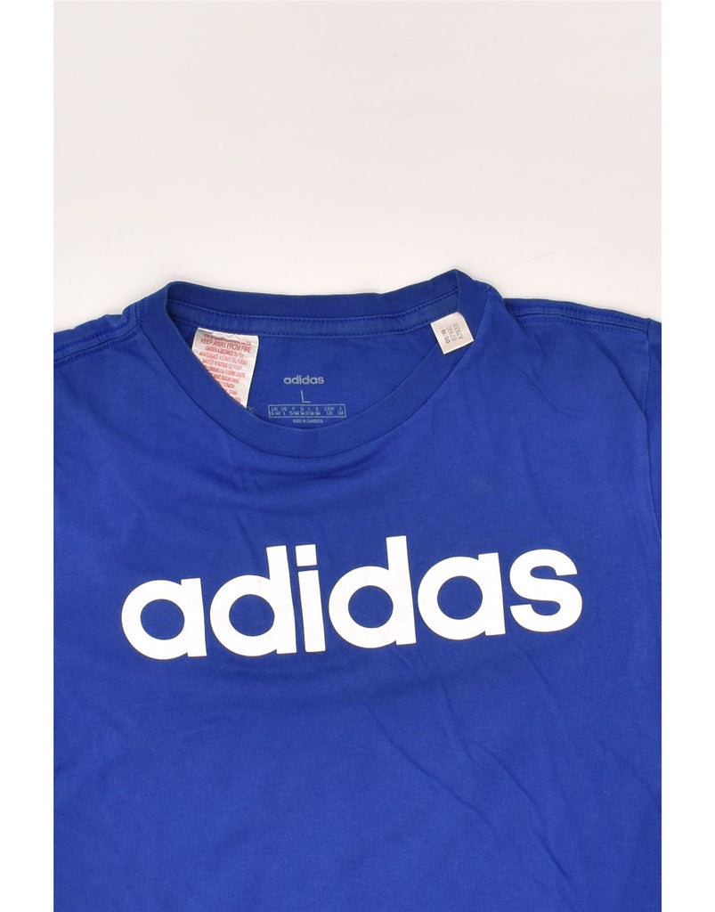 ADIDAS Boys Graphic T-Shirt Top 13-14 Years Large Blue Cotton | Vintage Adidas | Thrift | Second-Hand Adidas | Used Clothing | Messina Hembry 