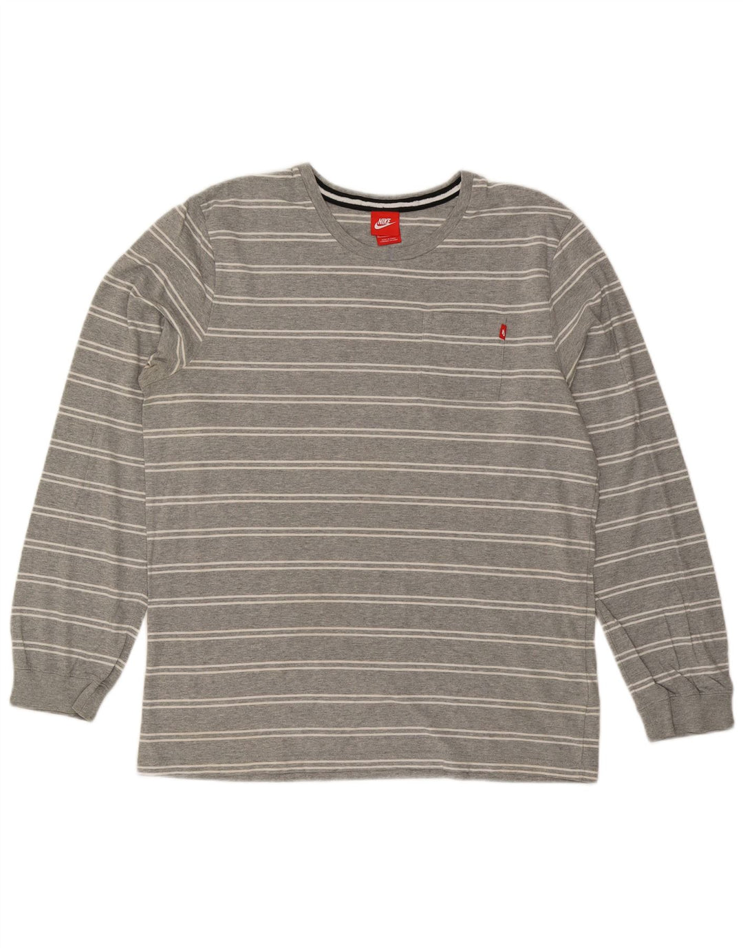 Nike Mens Top Long Sleeve XL Grey Striped Cotton