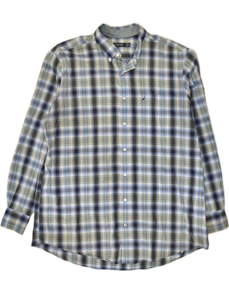 NAUTICA Mens Tall Shirt 2XL Blue Check Cotton | Vintage Nautica | Thrift | Second-Hand Nautica | Used Clothing | Messina Hembry 