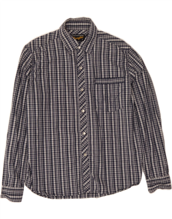 WRANGLER Mens Shirt Large Navy Blue Check Cotton Vintage Wrangler and Second-Hand Wrangler from Messina Hembry 