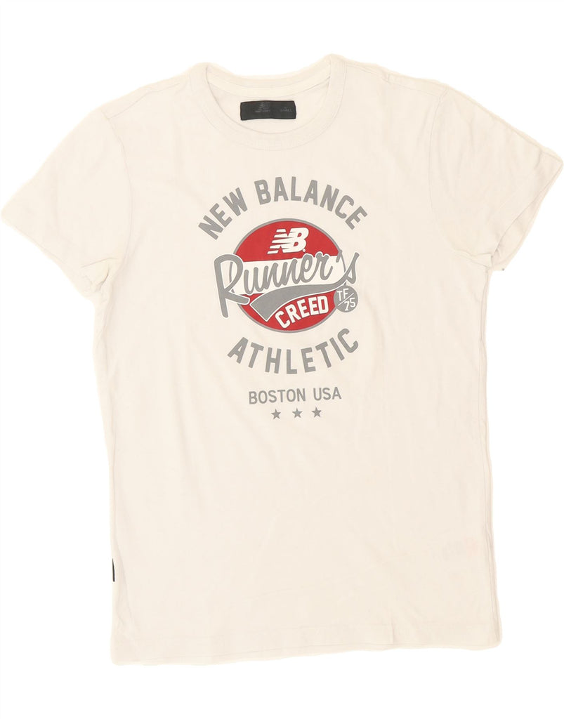 NEW BALANCE Mens Boston Graphic T-Shirt Top Small White Cotton Vintage New Balance and Second-Hand New Balance from Messina Hembry 