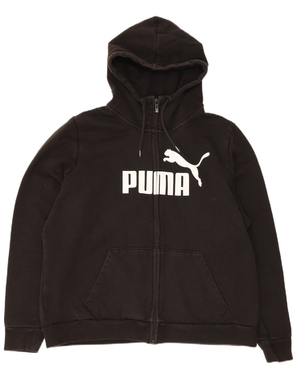 Puma Womens Graphic Zip Hoodie Sweater UK 20 2XL Black Cotton