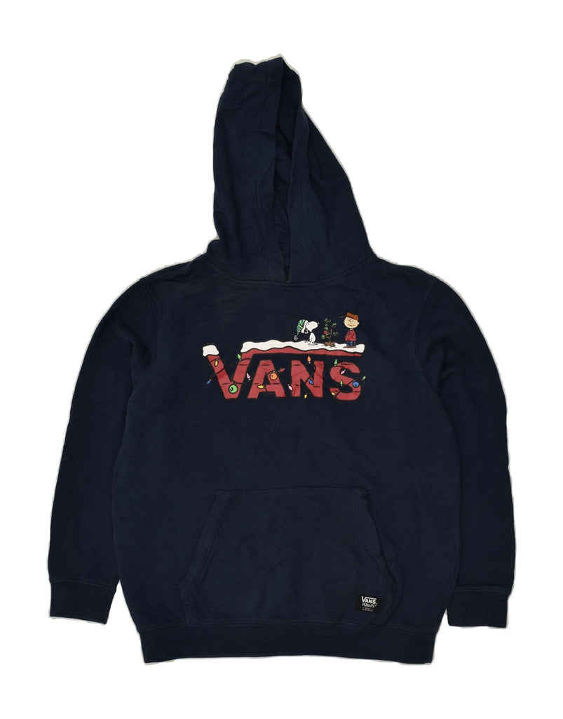 VANS Womens Graphic Hoodie Jumper UK 16 Large Navy Blue Cotton | Vintage Vans | Thrift | Second-Hand Vans | Used Clothing | Messina Hembry 