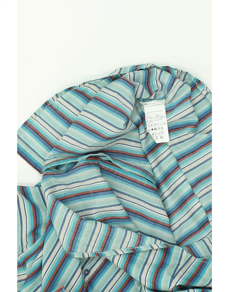 BENETTON Womens Shirt UK 16 Large Blue Striped | Vintage Benetton | Thrift | Second-Hand Benetton | Used Clothing | Messina Hembry 