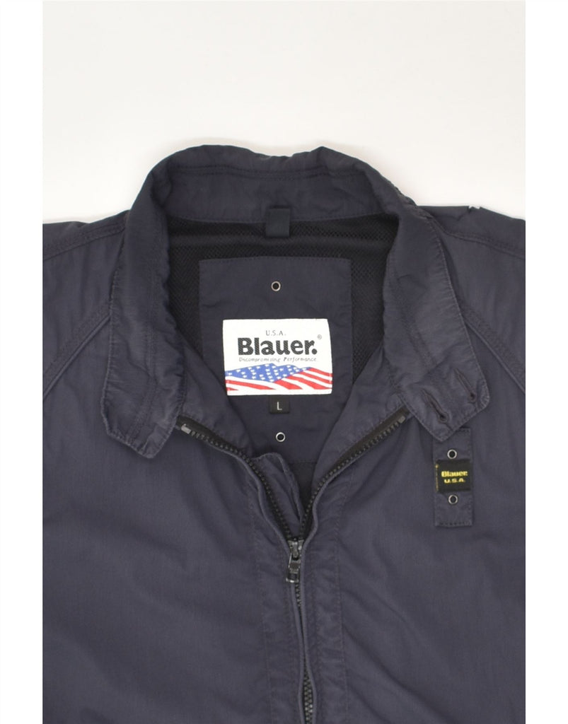 BLAUER Mens Bomber Jacket UK 40 Large Navy Blue | Vintage Blauer | Thrift | Second-Hand Blauer | Used Clothing | Messina Hembry 