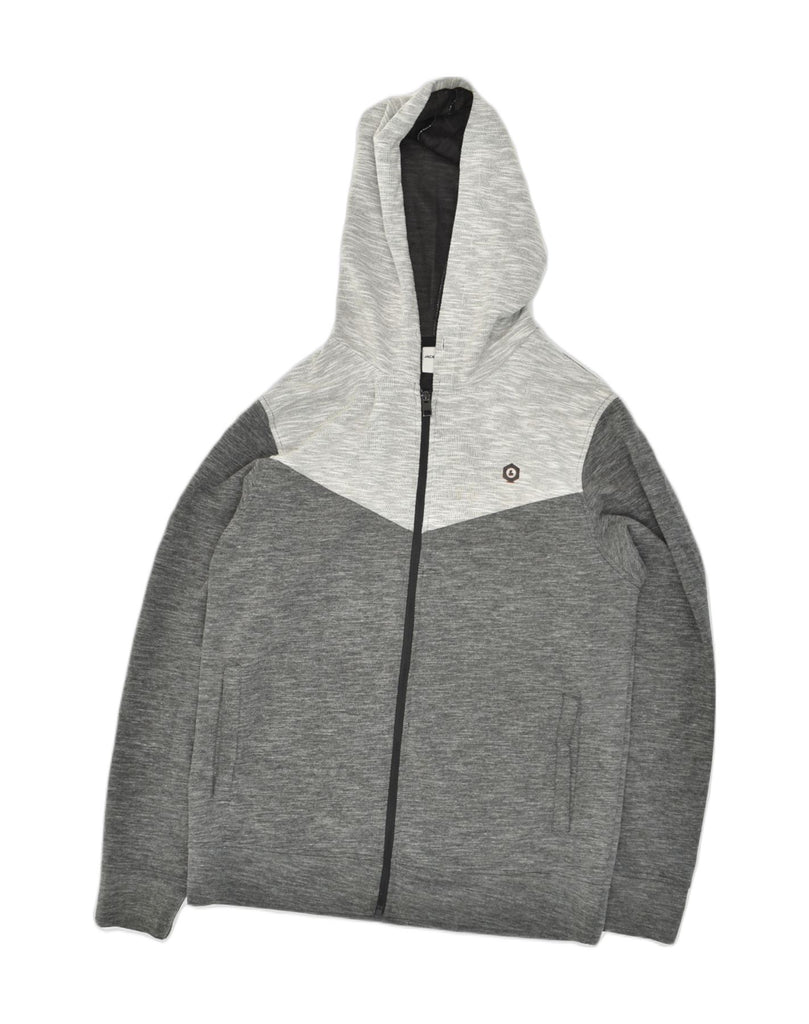 JACK & JONES Mens Zip Hoodie Sweater Large Grey Colourblock Cotton | Vintage Jack & Jones | Thrift | Second-Hand Jack & Jones | Used Clothing | Messina Hembry 