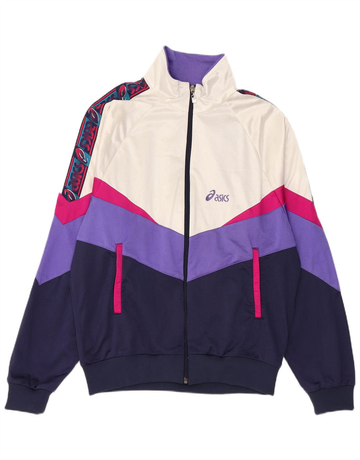 Asics Mens Graphic Tracksuit Top Jacket IT 52 Large Navy Blue Colourblock