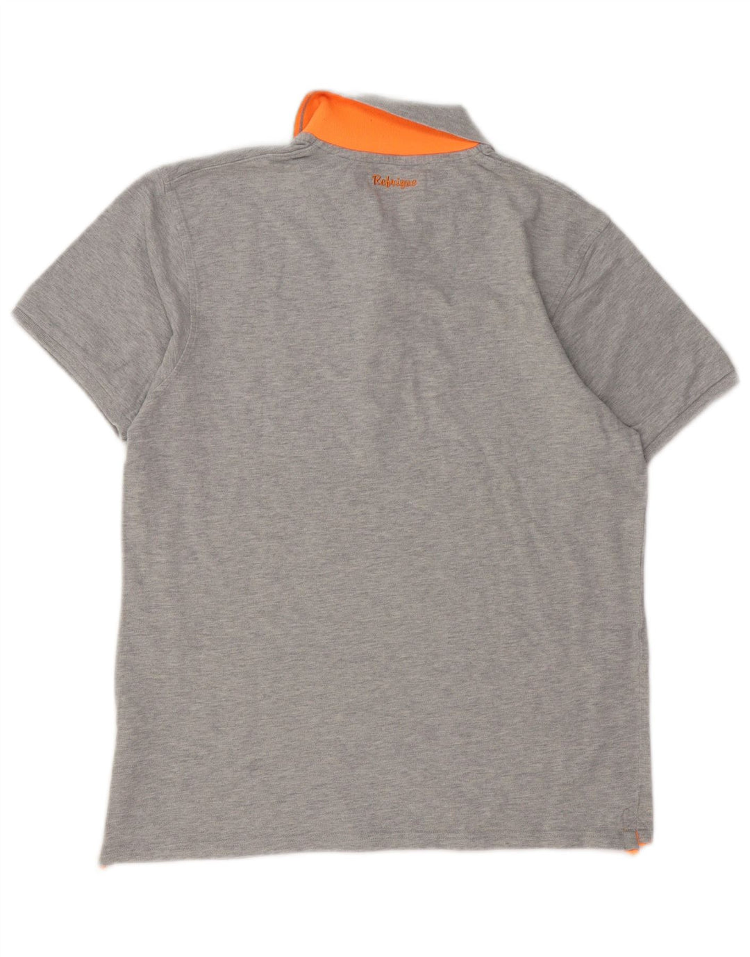 REFRIGUE Mens Polo Shirt Large Grey Cotton