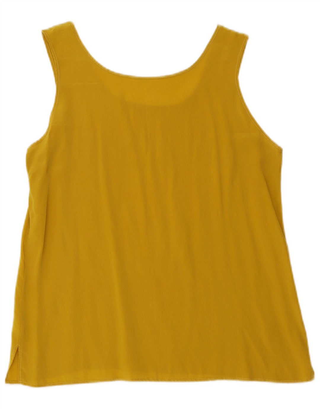 Vintage Womens Sleeveless Blouse Top UK 8 Small Yellow Silk