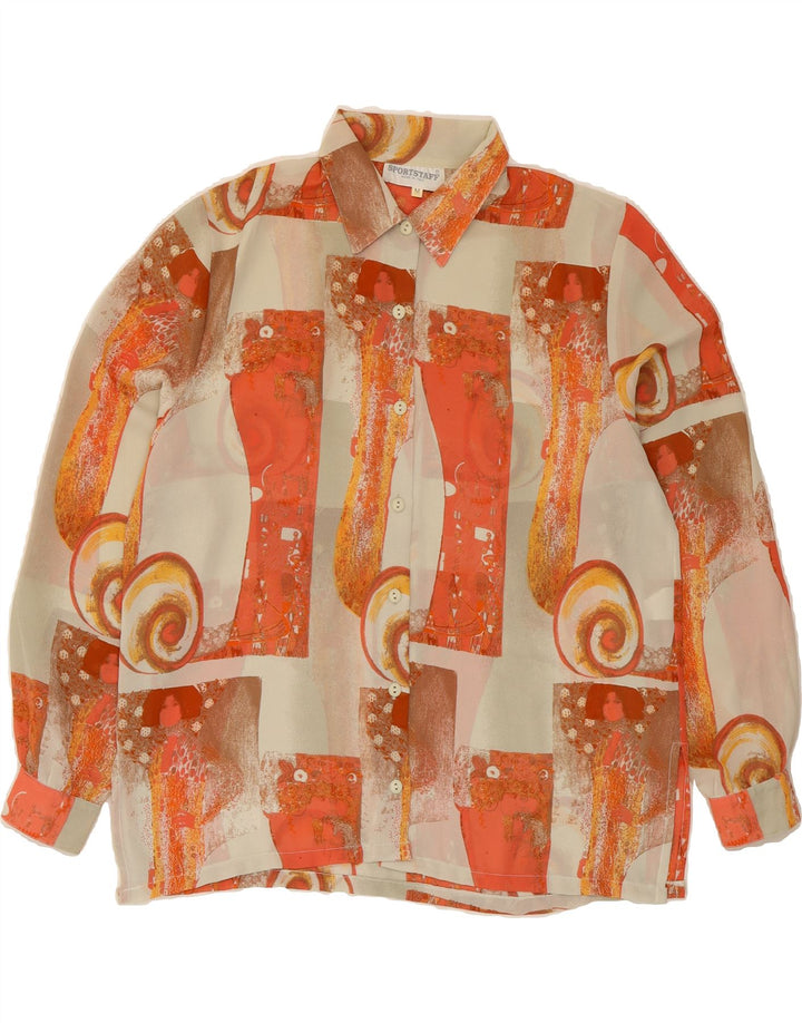 SPORTSTAFF Womens Abstract Pattern Shirt Blouse UK 14 Medium Orange Vintage Sportstaff and Second-Hand Sportstaff from Messina Hembry 