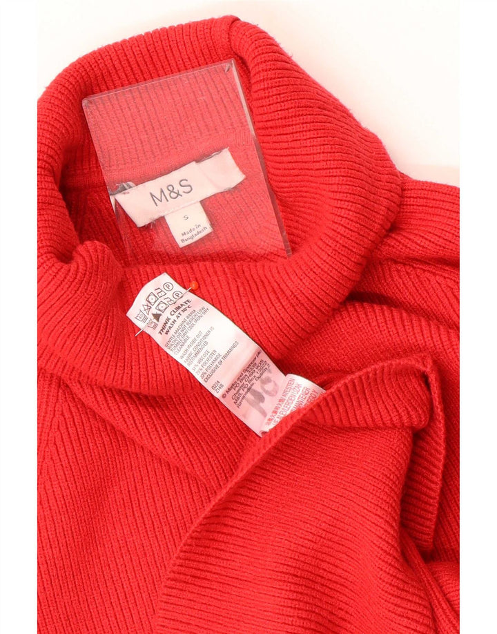 Marks & Spencer Womens Roll Neck Jumper Sweater UK 10 Small Red Viscose