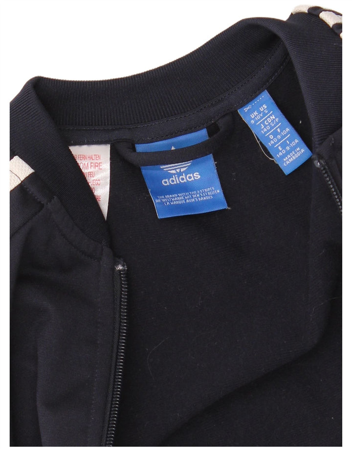 ADIDAS Boys Tracksuit Top Jacket 9-10 Years Navy Blue Polyester Sports