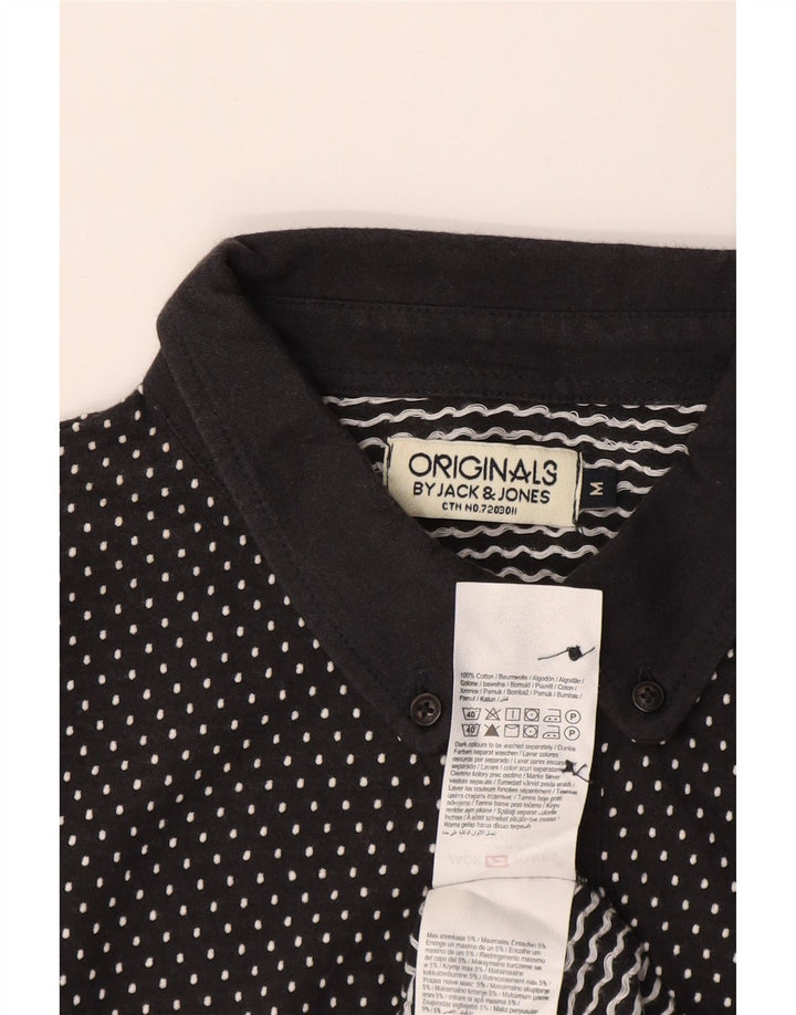 Jack & Jones Mens Polo Shirt Medium Navy Blue Spotted Cotton