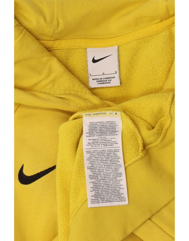 Nike Mens Hoodie Jumper Large Yellow Cotton