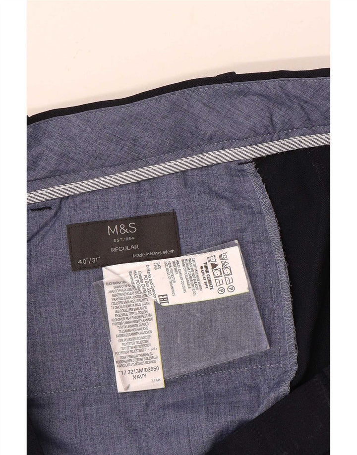 Marks & Spencer Mens Straight Regular Suit Trousers W40 L31 Navy Blue