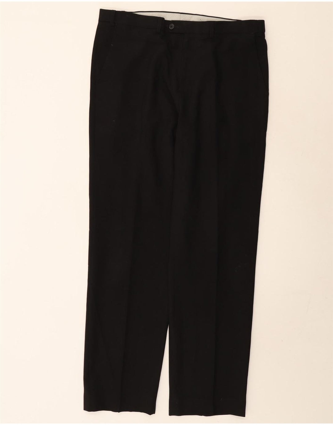 MARKS & SPENCER Mens Regular Fit Suit Trousers W36 L33 Black Polyester