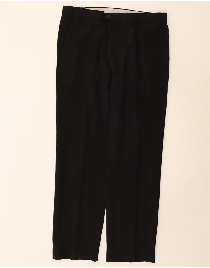 MARKS & SPENCER Mens Regular Fit Suit Trousers W36 L33 Black Polyester