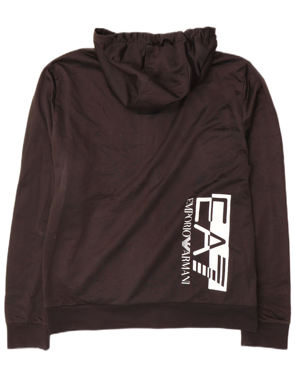 Emporio Armani Mens Graphic Zip Hoodie Sweater Medium Black Polyester