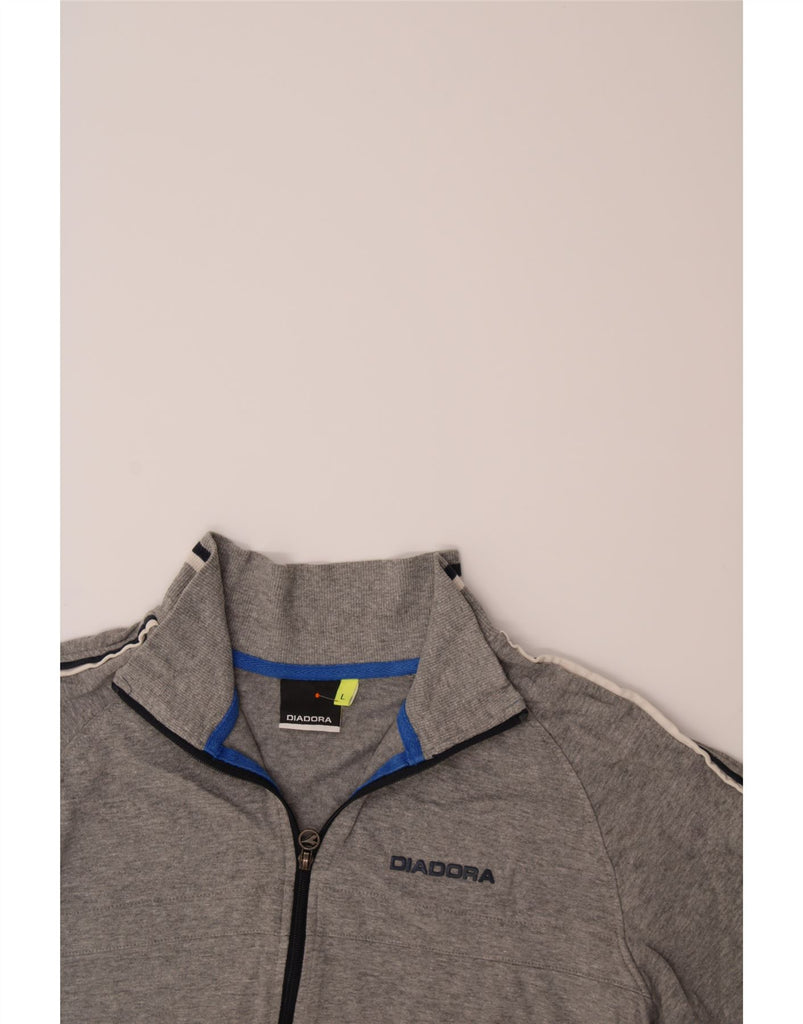 DIADORA Womens Tracksuit Top Jacket UK 16 Large Grey Cotton Vintage Diadora and Second-Hand Diadora from Messina Hembry 