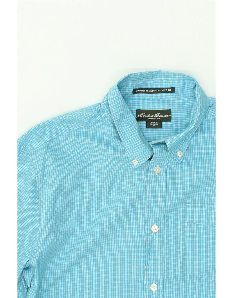 EDDIE BAUER Mens Wrinkle Resistant Relaxed Fit Shirt Medium Blue Check | Vintage Eddie Bauer | Thrift | Second-Hand Eddie Bauer | Used Clothing | Messina Hembry 