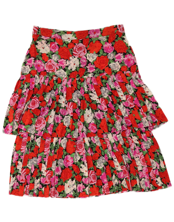 Vintage Womens Pleated Tiered Skirt IT 46 Large W31 Multicoloured Floral